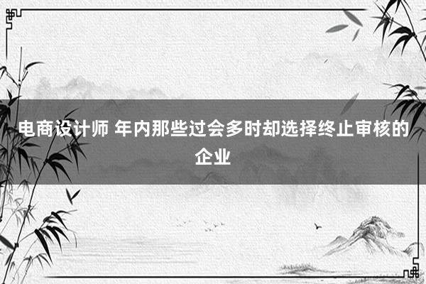 电商设计师 年内那些过会多时却选择终止审核的企业