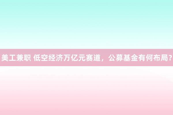 美工兼职 低空经济万亿元赛道，公募基金有何布局？