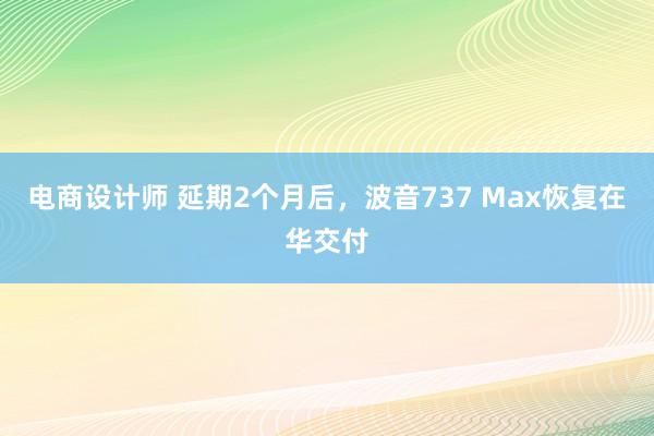 电商设计师 延期2个月后，波音737 Max恢复在华交付