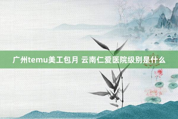 广州temu美工包月 云南仁爱医院级别是什么