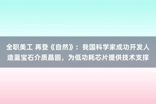 全职美工 再登《自然》：我国科学家成功开发人造蓝宝石介质晶圆，为低功耗芯片提供技术支撑