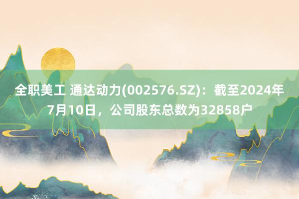 全职美工 通达动力(002576.SZ)：截至2024年7月10日，公司股东总数为32858户