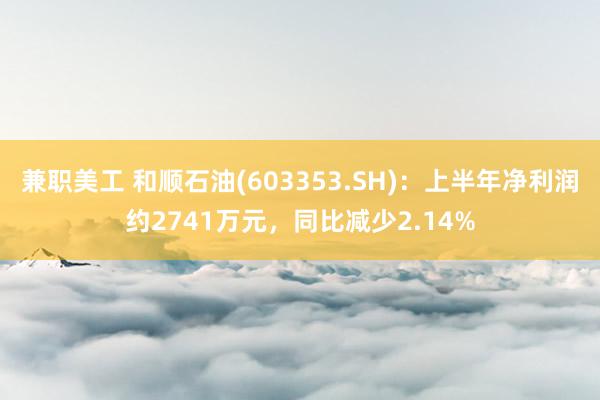 兼职美工 和顺石油(603353.SH)：上半年净利润约2741万元，同比减少2.14%